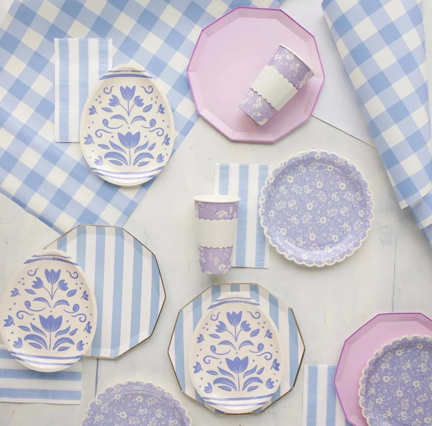 Blue Floral Easter Egg Dessert Plates 8ct