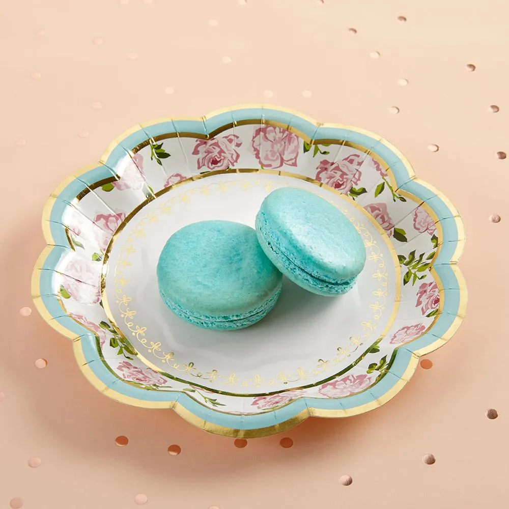 Blue Floral Tea Time Dessert Plates 16ct