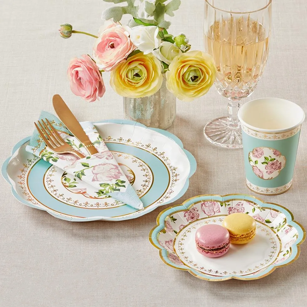 Blue Floral Tea Time Dessert Plates 16ct