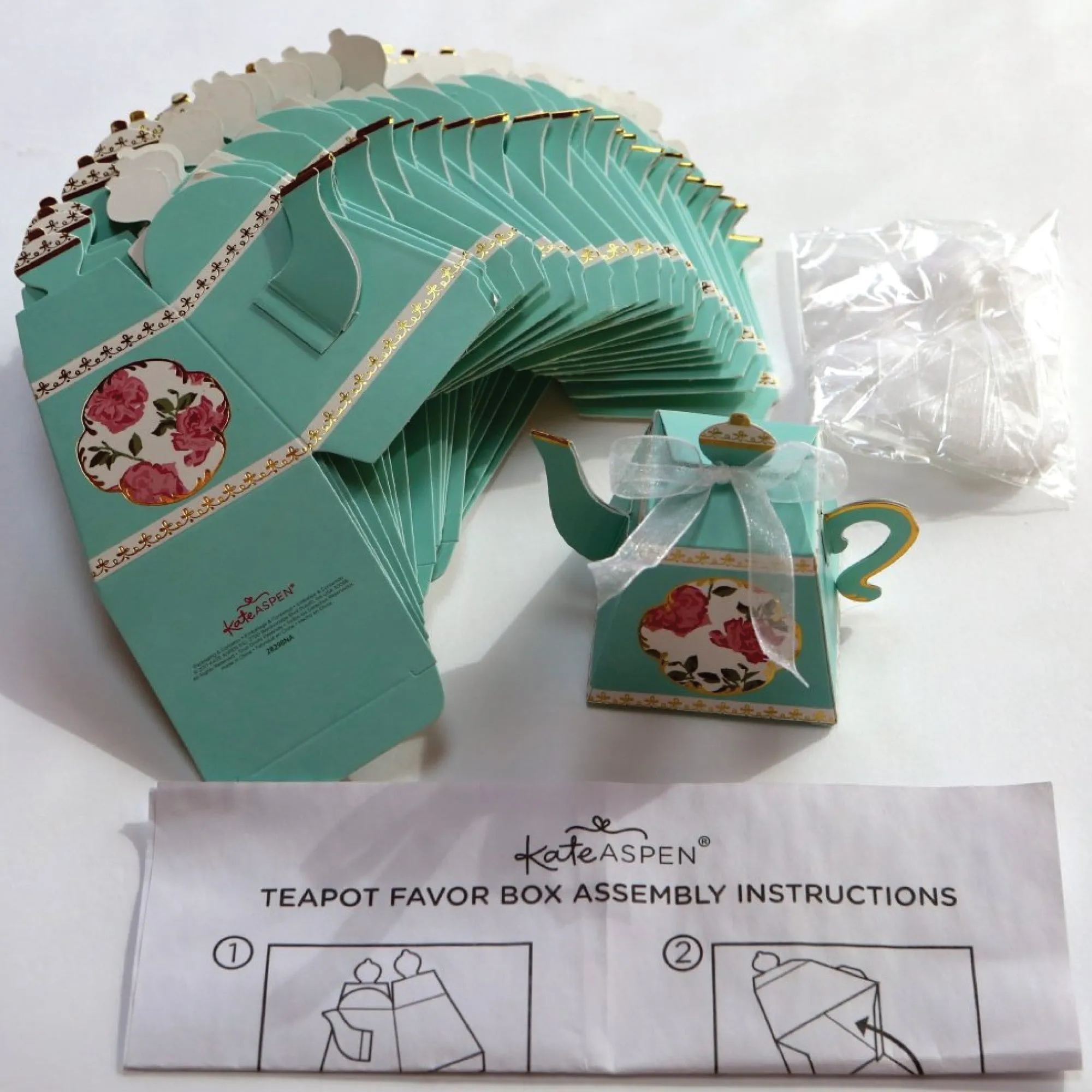 Blue Floral Tea Time Favor Boxes 24ct