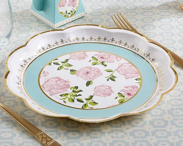 Blue Floral Tea Time Lunch Plates 16ct