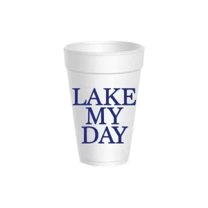 Blue Lake My Day Styrofoam Cups with Lids 10ct
