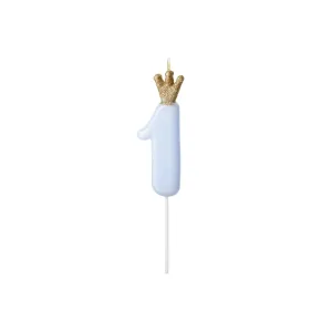 Blue Prince Number 1 Birthday Candle