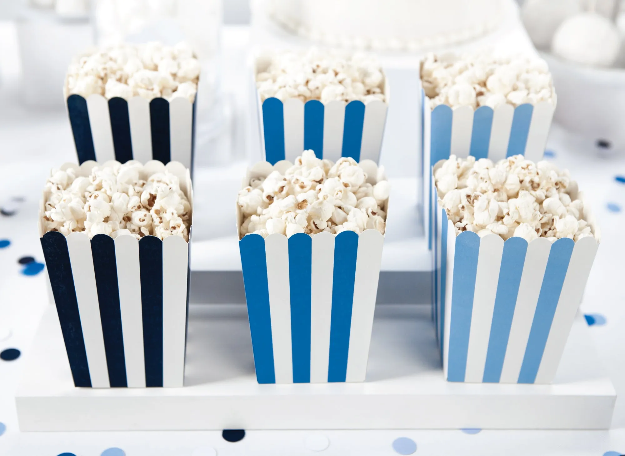 Blue Striped Popcorn Boxes 6ct