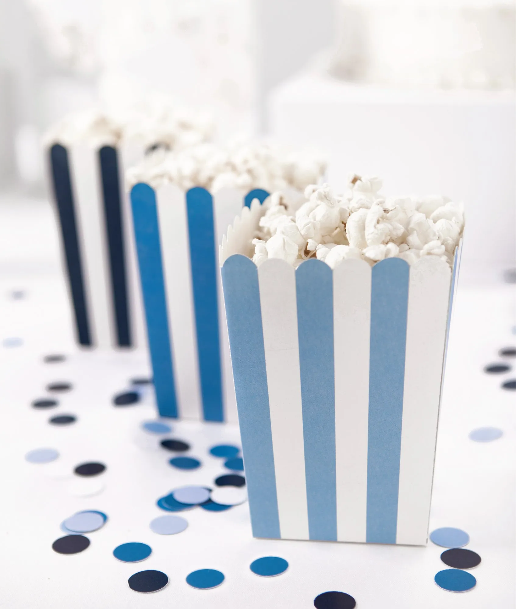Blue Striped Popcorn Boxes 6ct