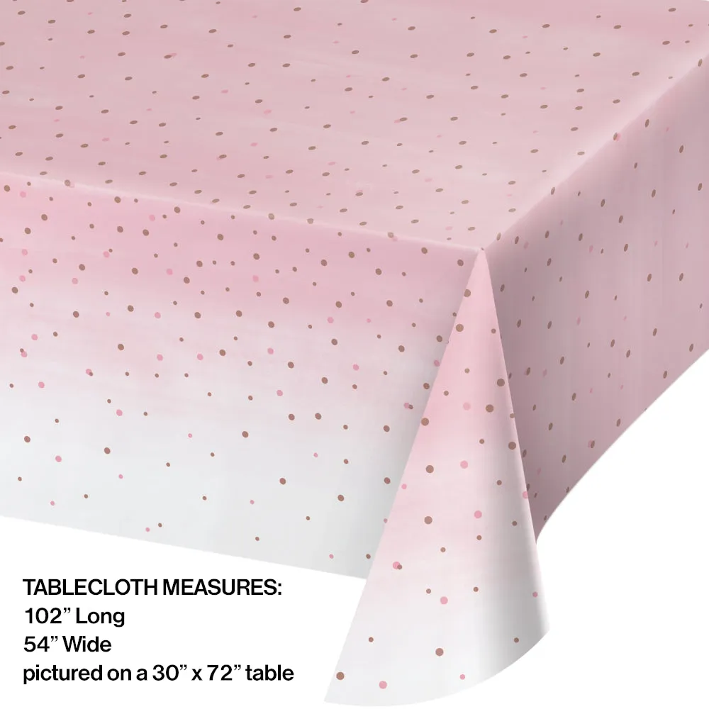Blush and Rose Gold Plastic Table Cover