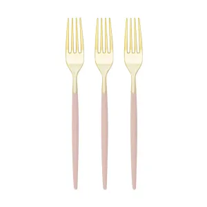 Blush Pink & Gold Plastic Forks 32ct