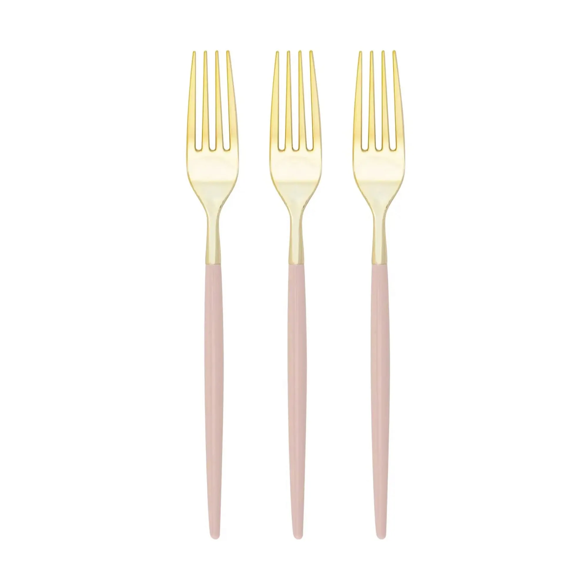 Blush Pink & Gold Plastic Forks 32ct