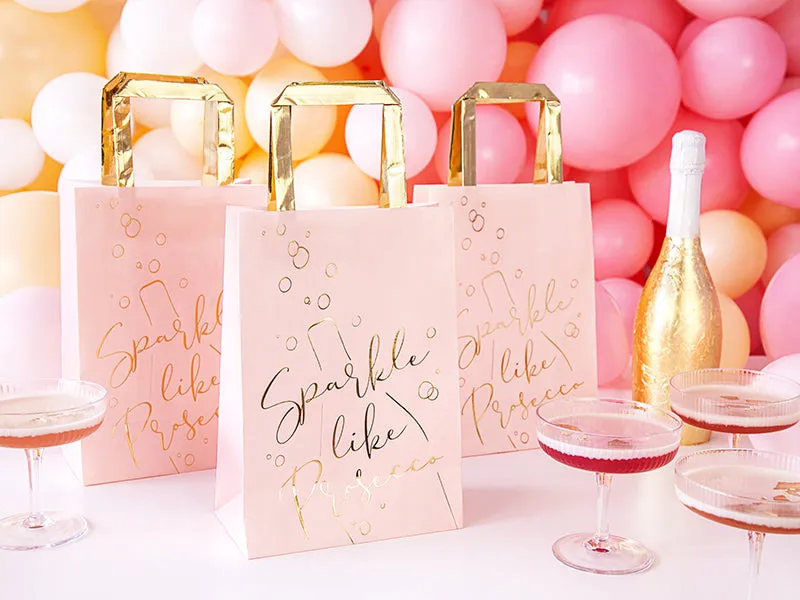 Blush Pink & Gold Sparkle Like Prosecco Gift Bags 6ct