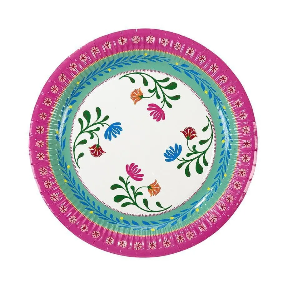 Boho Floral Paper Lunch Plates 12ct