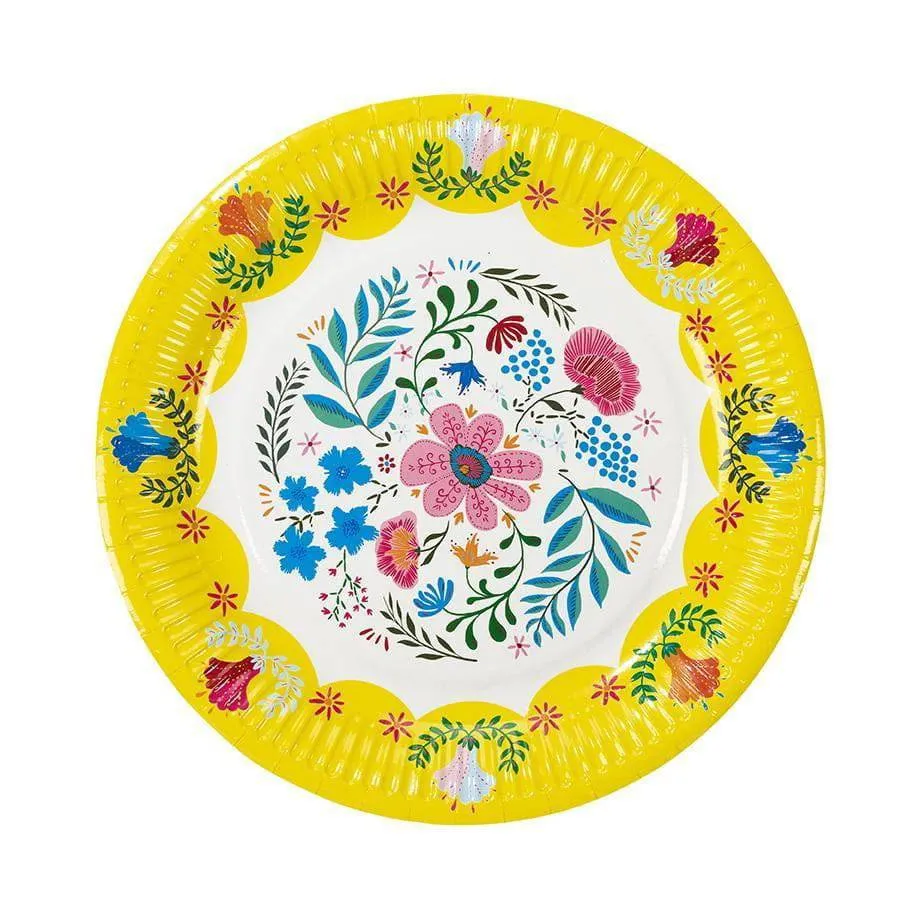 Boho Floral Paper Lunch Plates 12ct