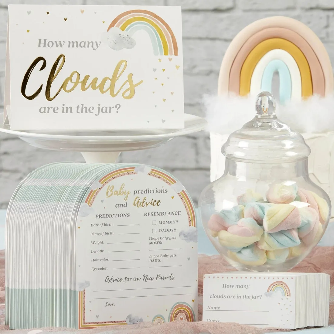 Boho Rainbow Baby Shower Advice Cards & Baby Shower Game