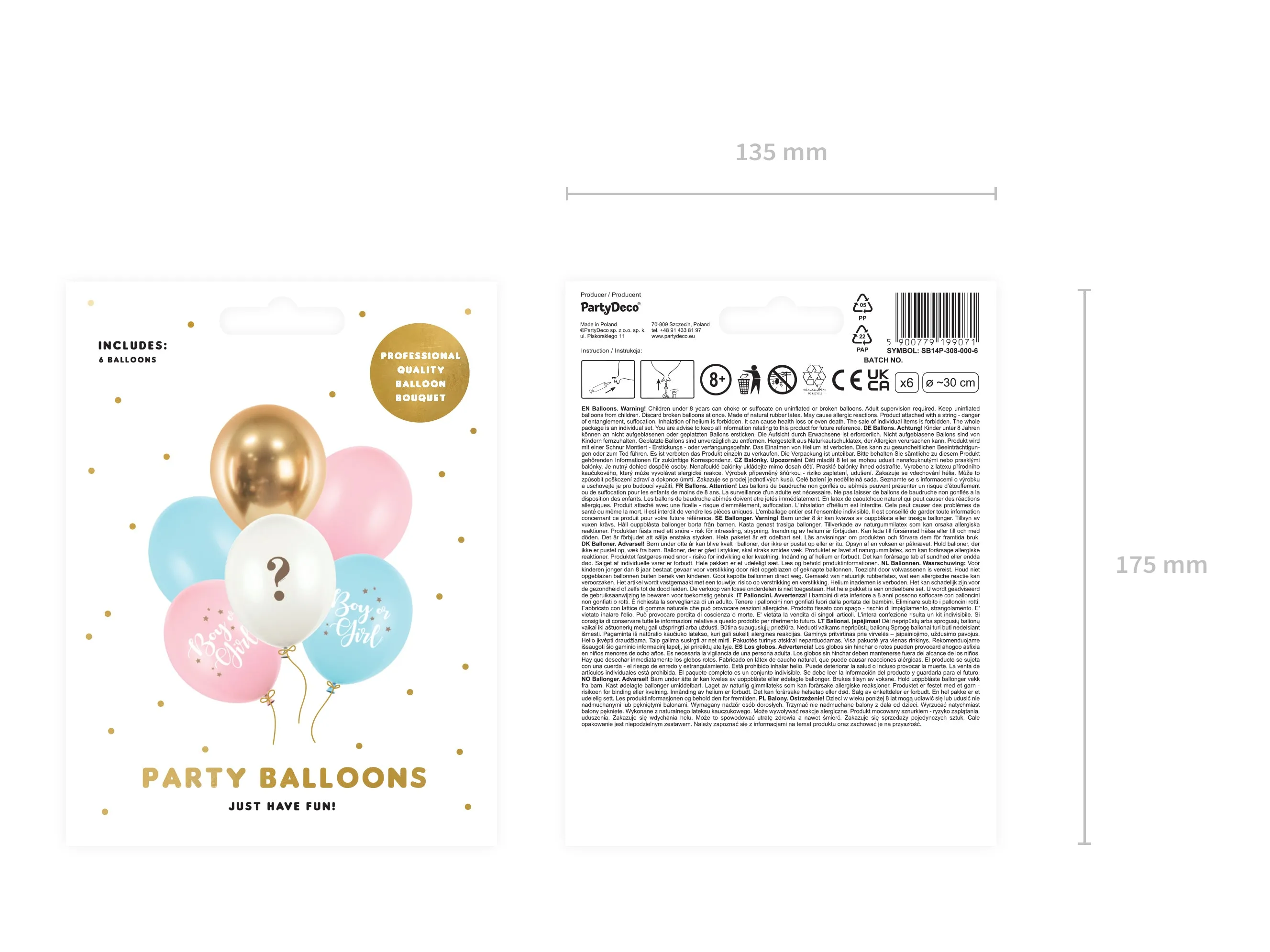 Boy or Girl Gender Reveal Balloon Bouquet 6ct