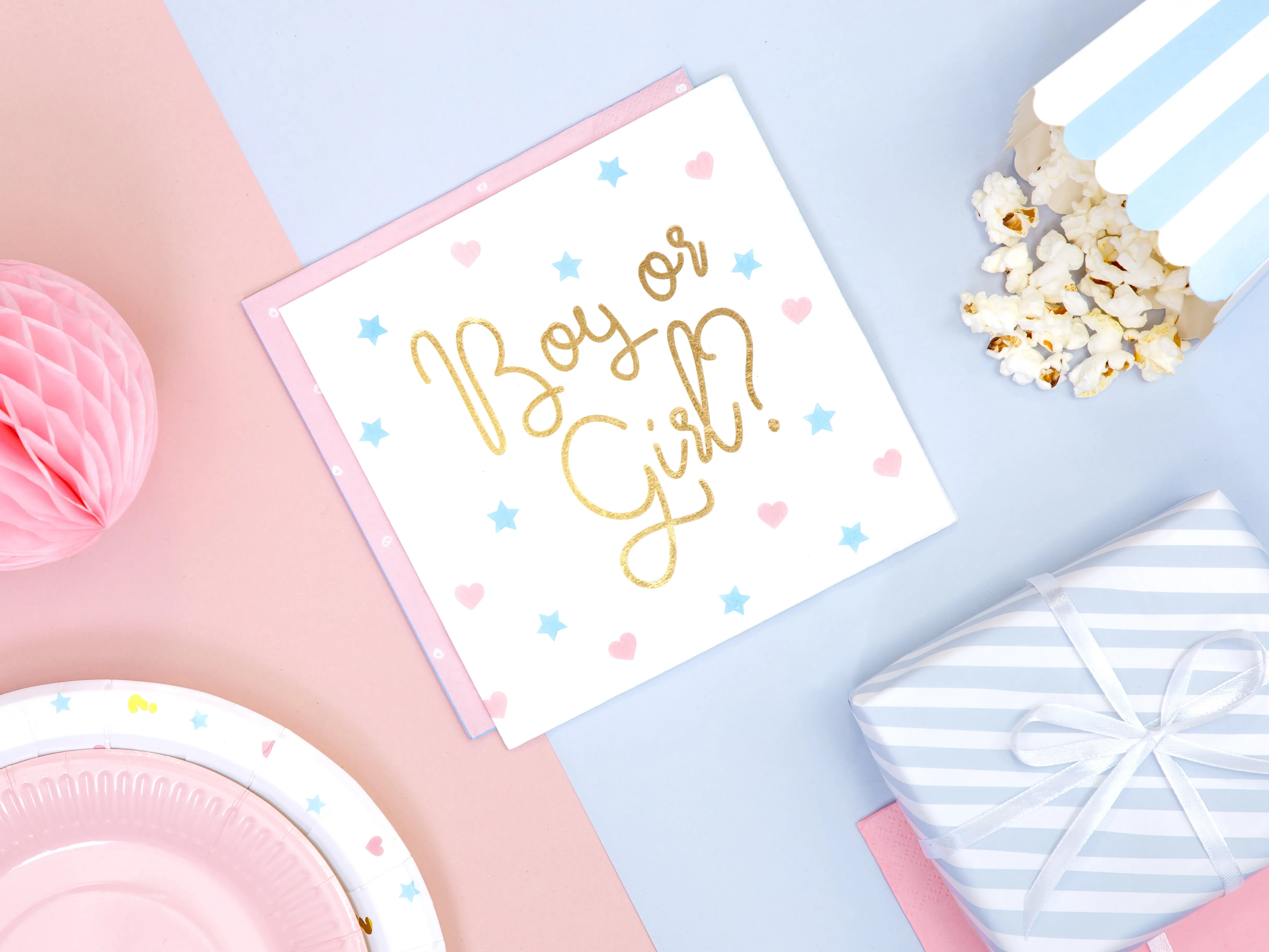 Boy or Girl Gender Reveal Lunch Napkins 20ct