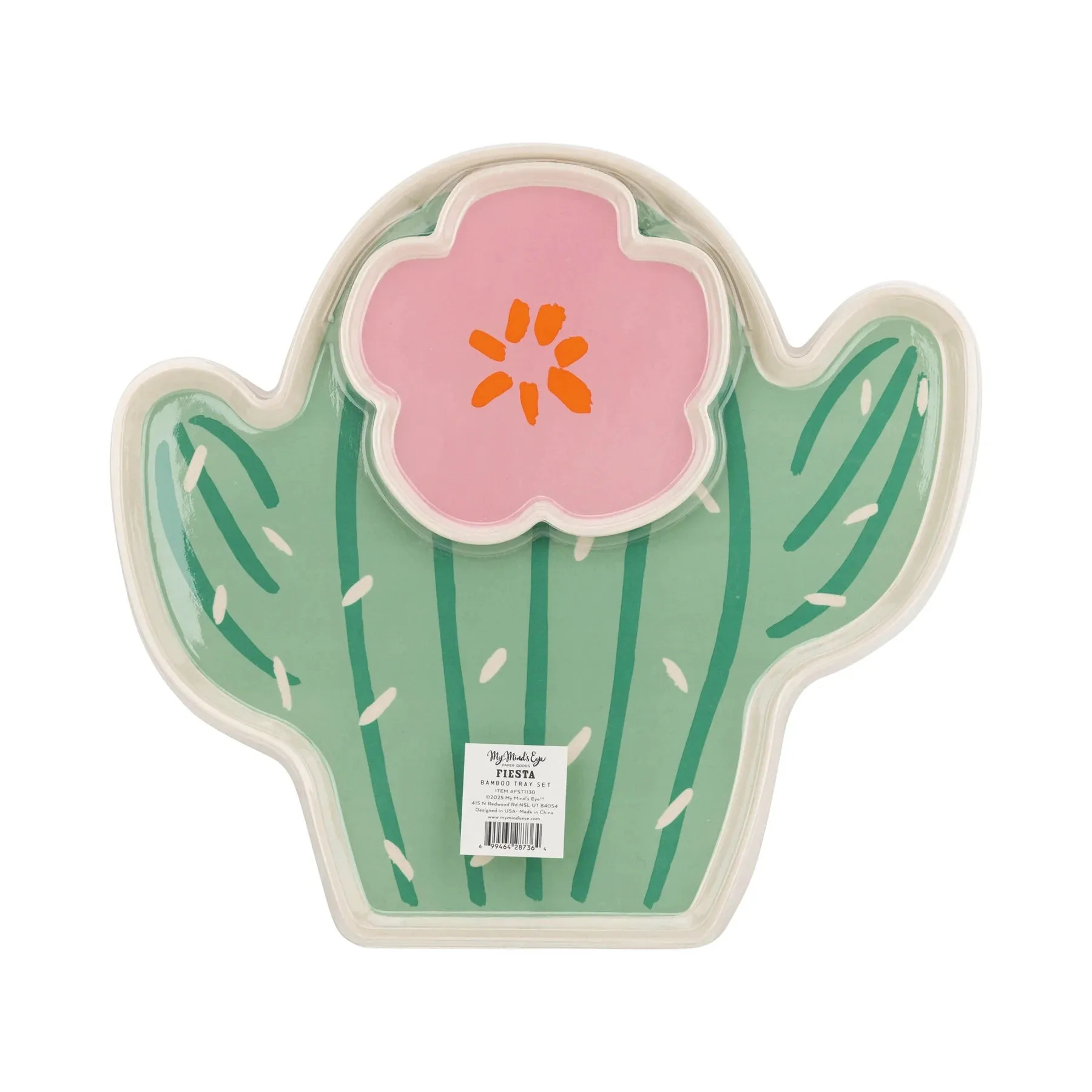 Cactus Bamboo Tray Set 2ct