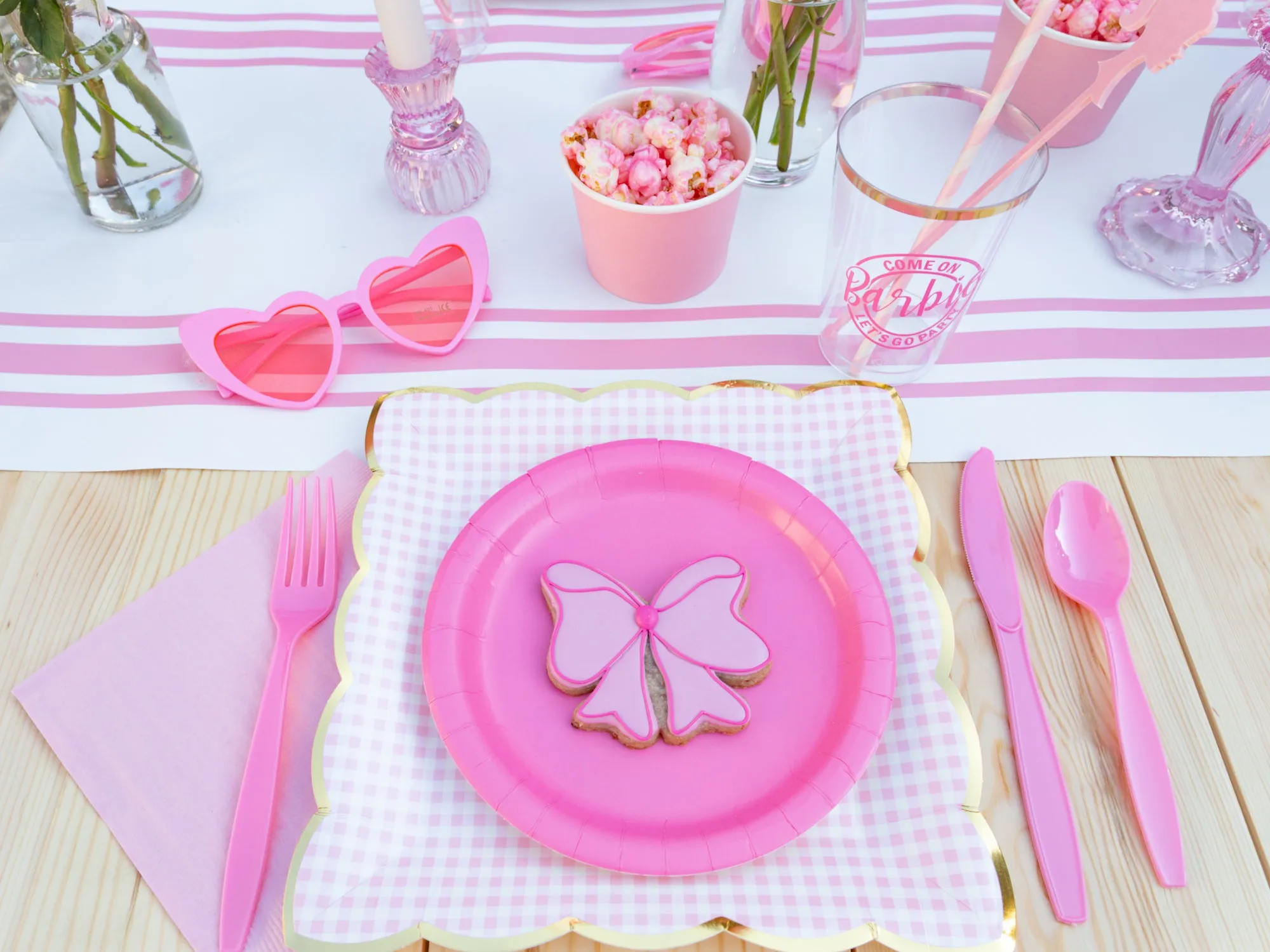 Candy Pink Premium Plastic Cutlery Set for 8