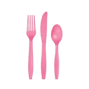 Candy Pink Premium Plastic Cutlery Set for 8