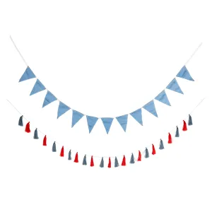 Chambray Pennant & Patriotic Tassel Garland Set
