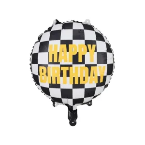 Checkered Flag Happy Birthday Foil Balloon 14in