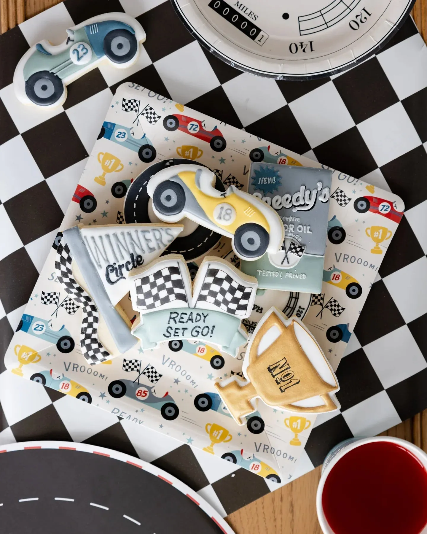 Checkered Race Flag Paper Table Runner
