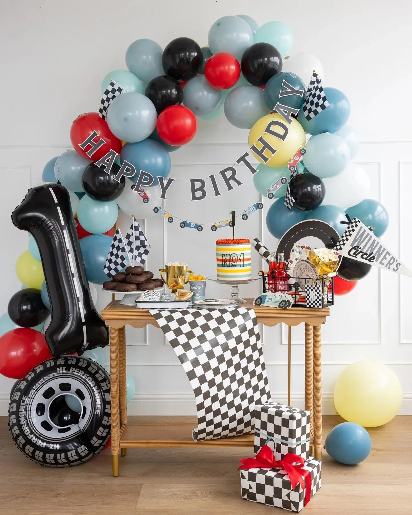 Checkered Race Flag Paper Table Runner