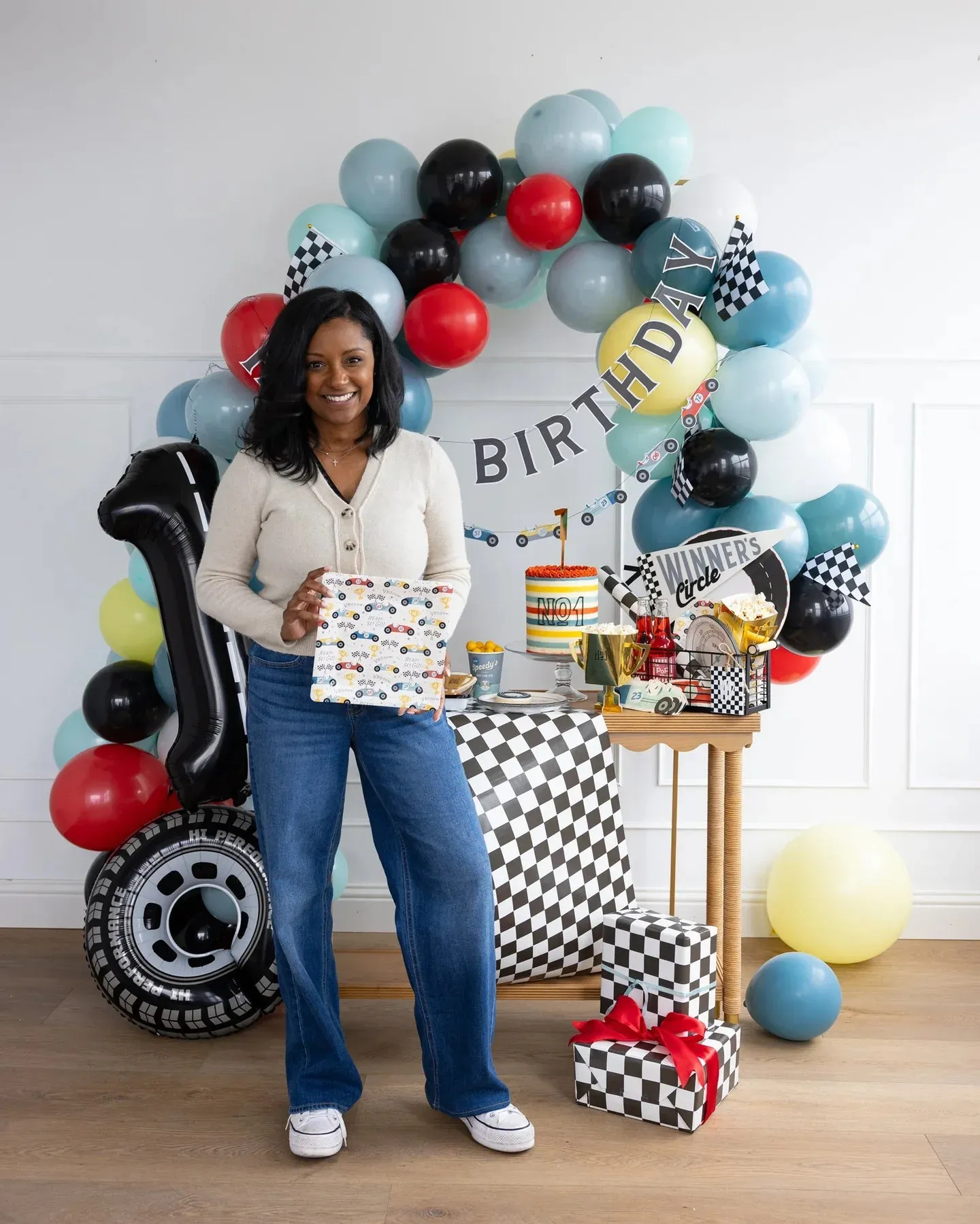 Checkered Race Flag Paper Table Runner