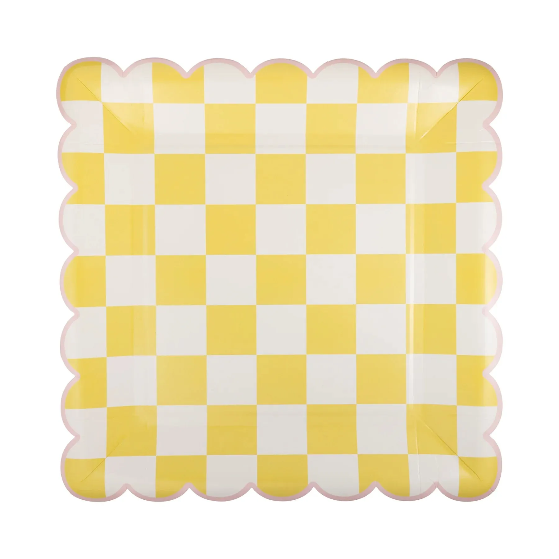 Checkered Scalloped Square Dinner Plate Set 8ct