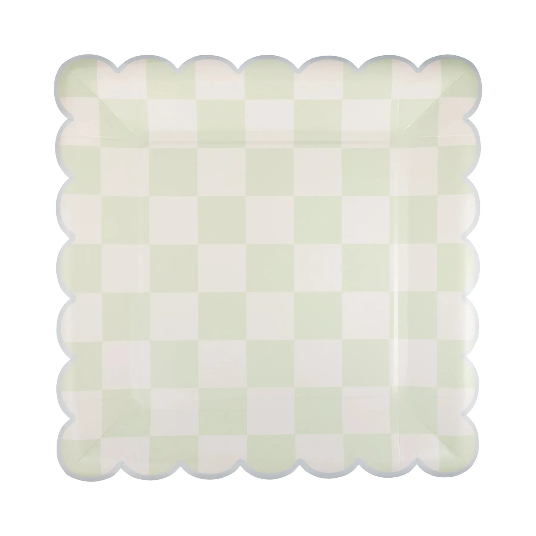 Checkered Scalloped Square Dinner Plate Set 8ct