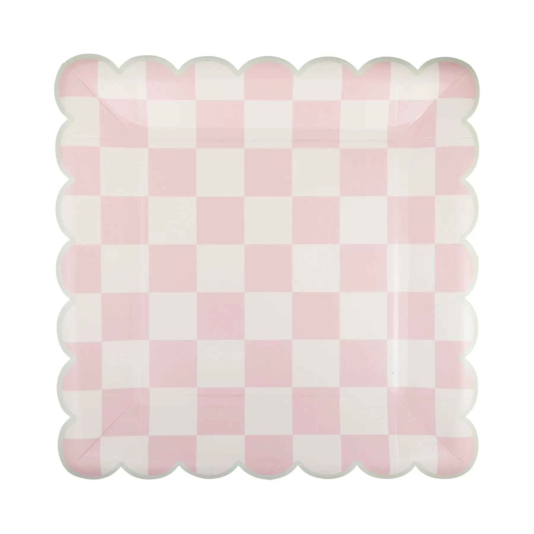 Checkered Scalloped Square Dinner Plate Set 8ct