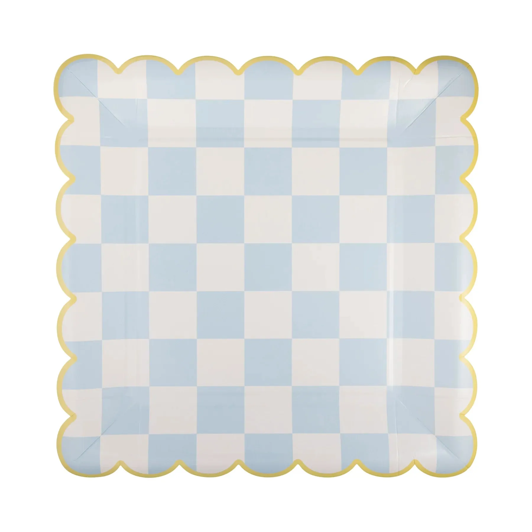 Checkered Scalloped Square Dinner Plate Set 8ct