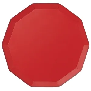 Cherry Red Decagonal Dinner Plates 8ct