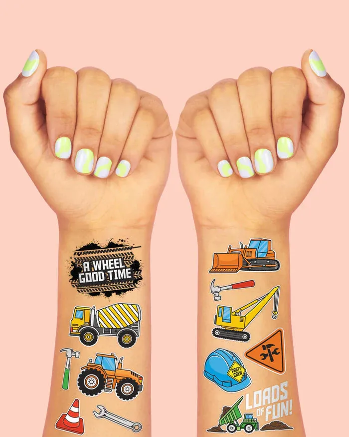 Construction Temporary Tattoo Sheets 2ct