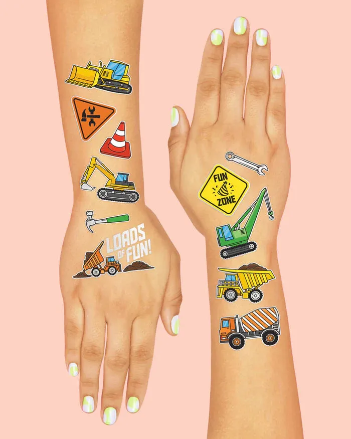 Construction Temporary Tattoo Sheets 2ct