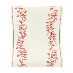Cream & Red Holly Paper Table Runner
