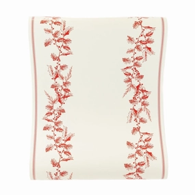 Cream & Red Holly Paper Table Runner