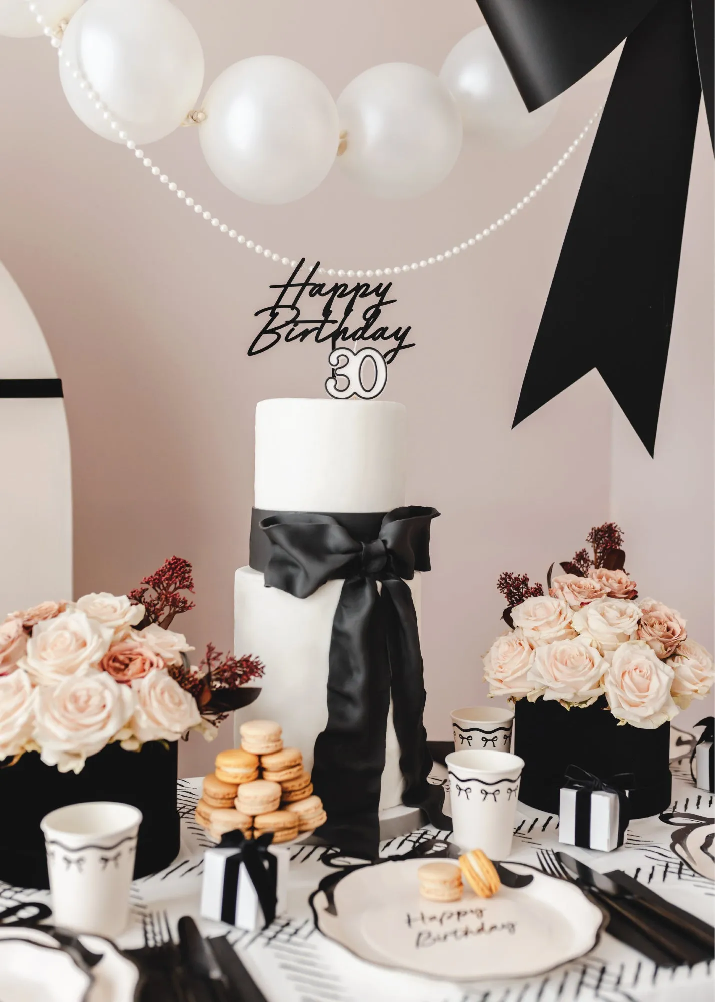 Cursive Black Happy Birthday Cake Topper