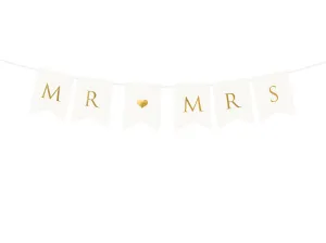 DIY White and Gold Mr. & Mrs. Pennant Banner