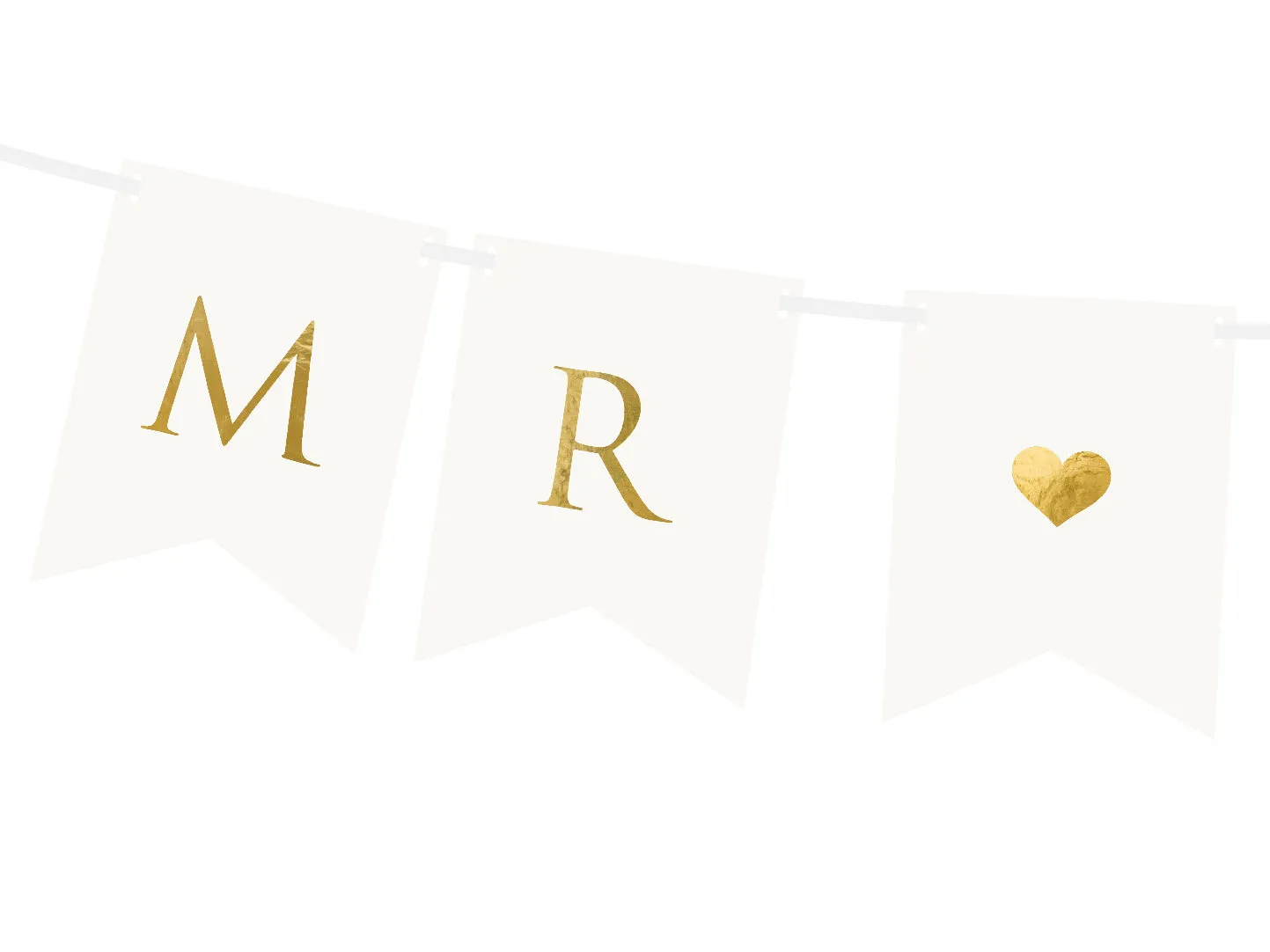 DIY White and Gold Mr. & Mrs. Pennant Banner