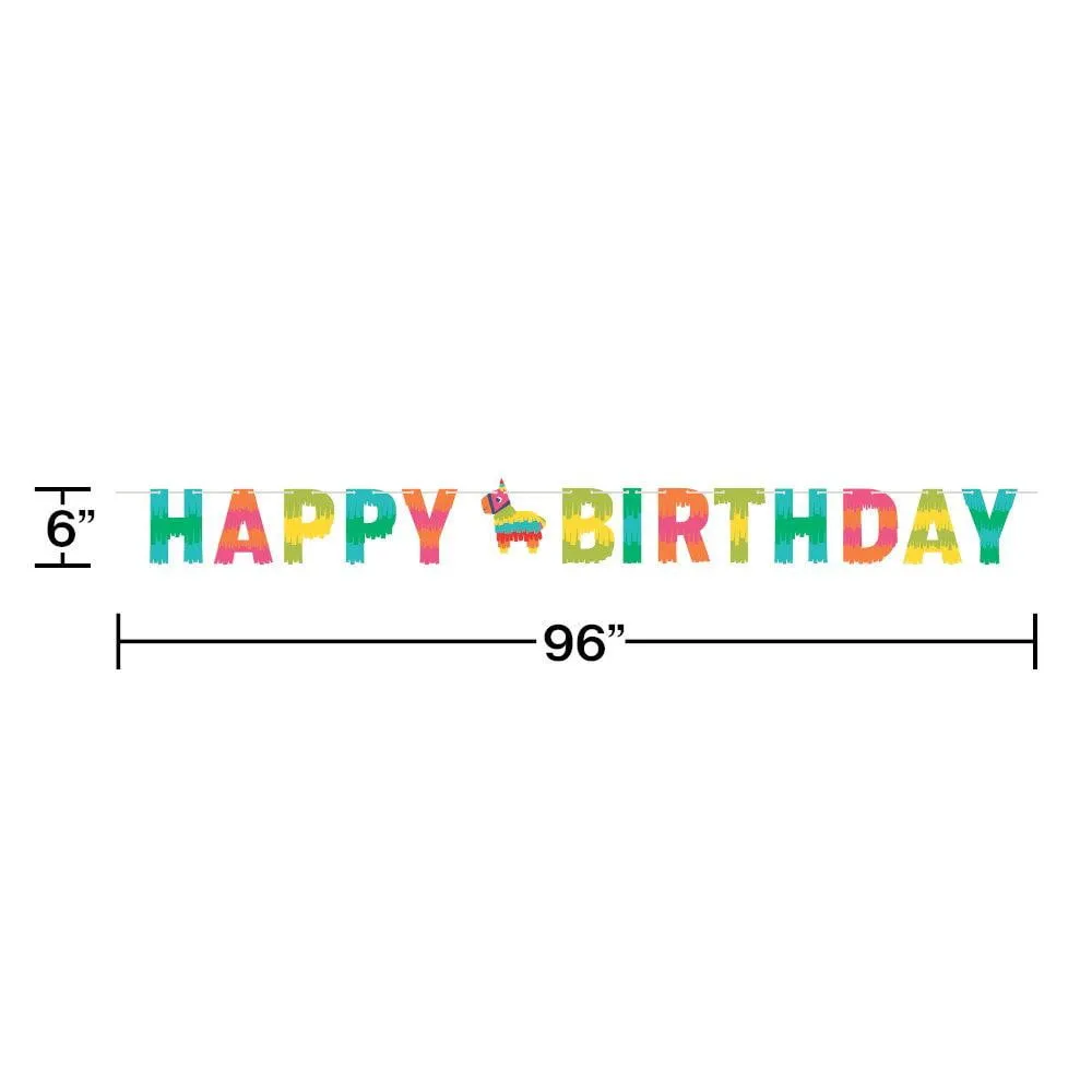 Fiesta Piata Happy Birthday Banner 8ft