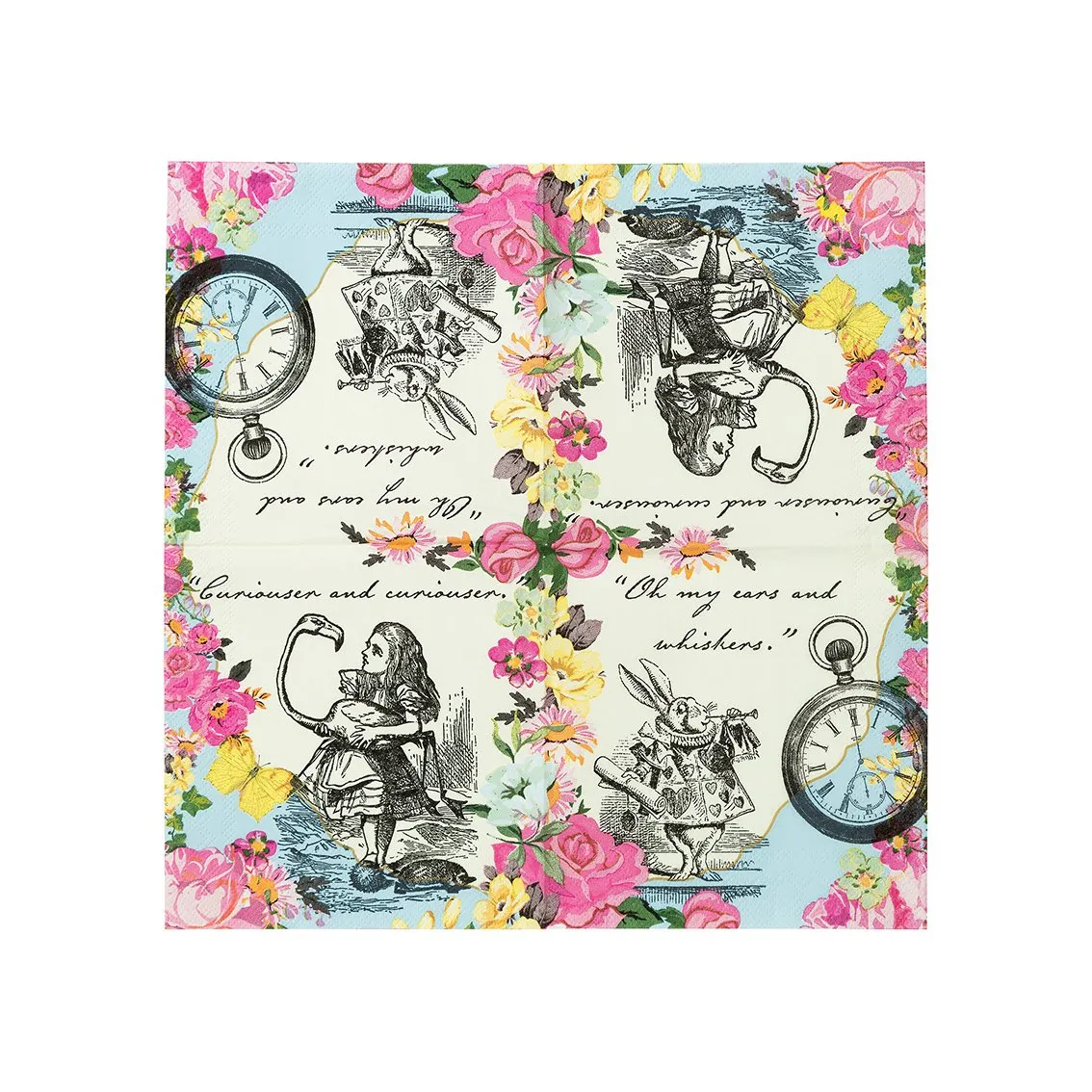 Floral Alice in Wonderland Dessert Napkins 20ct