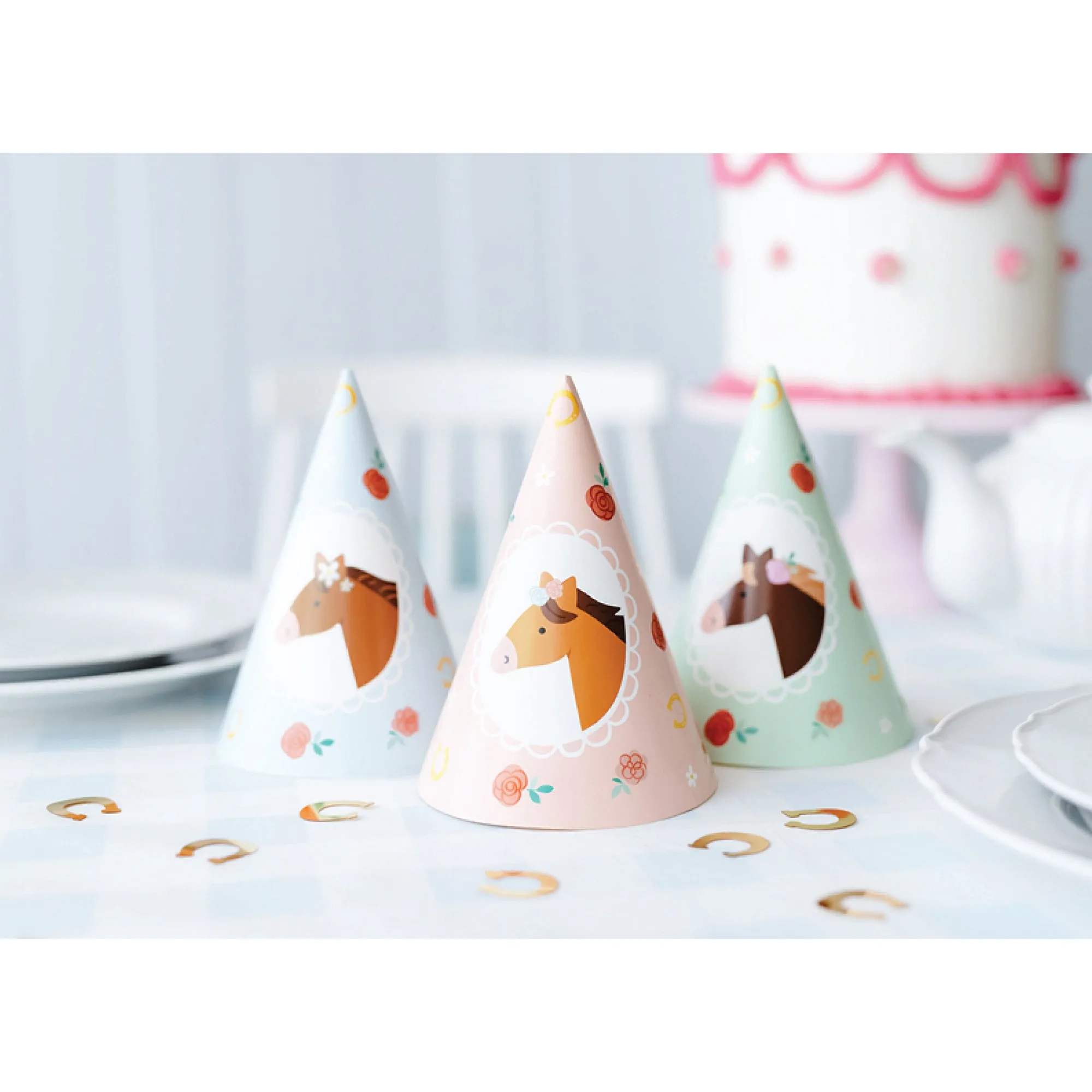 Floral Horse Party Hats 6ct