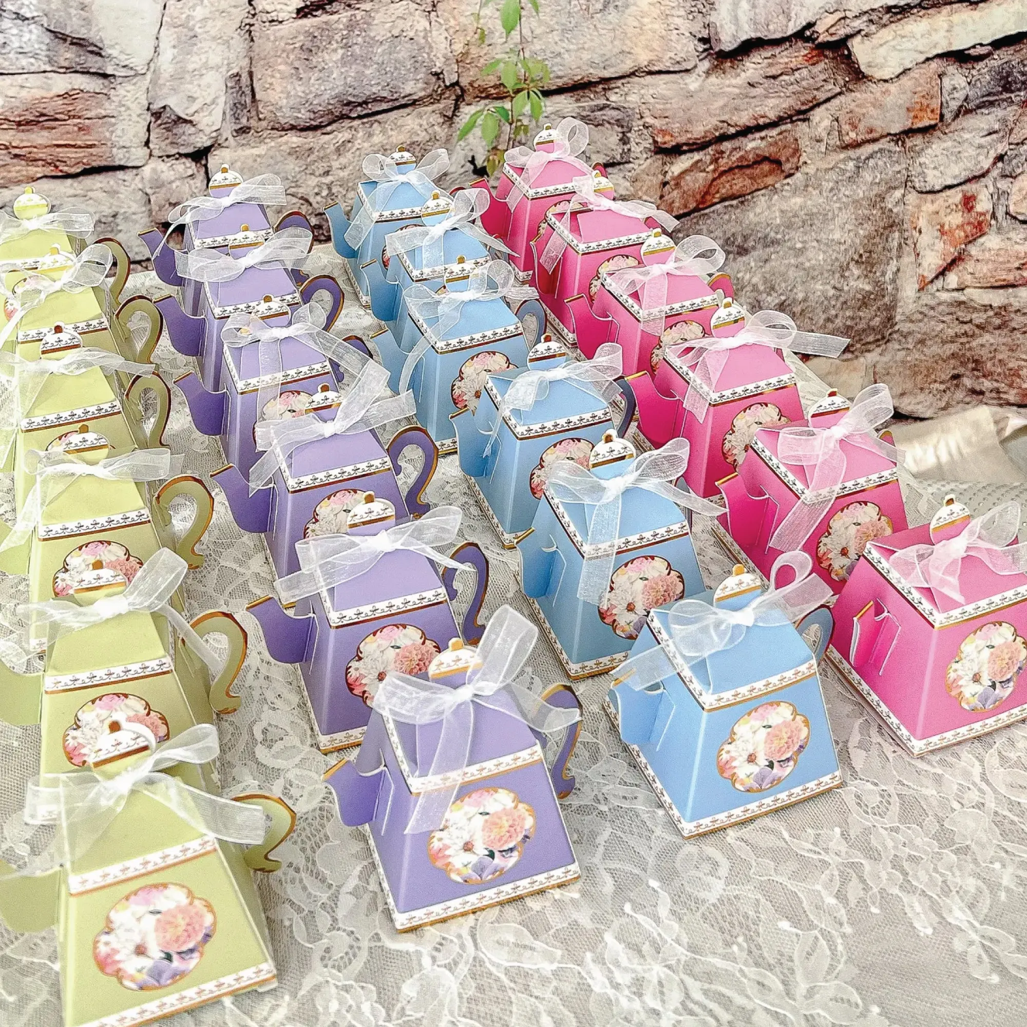 Floral Tea Time Assorted Favor Boxes 24ct