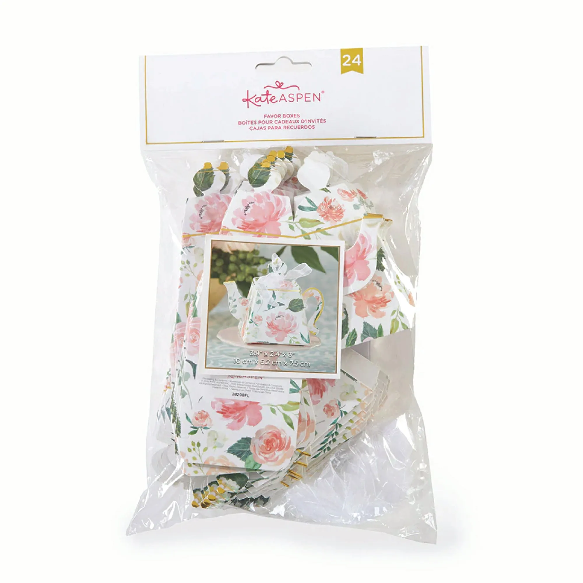 Floral Teapot Favor Boxes 24ct