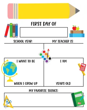 Free Printable First Day of School Photo Sign