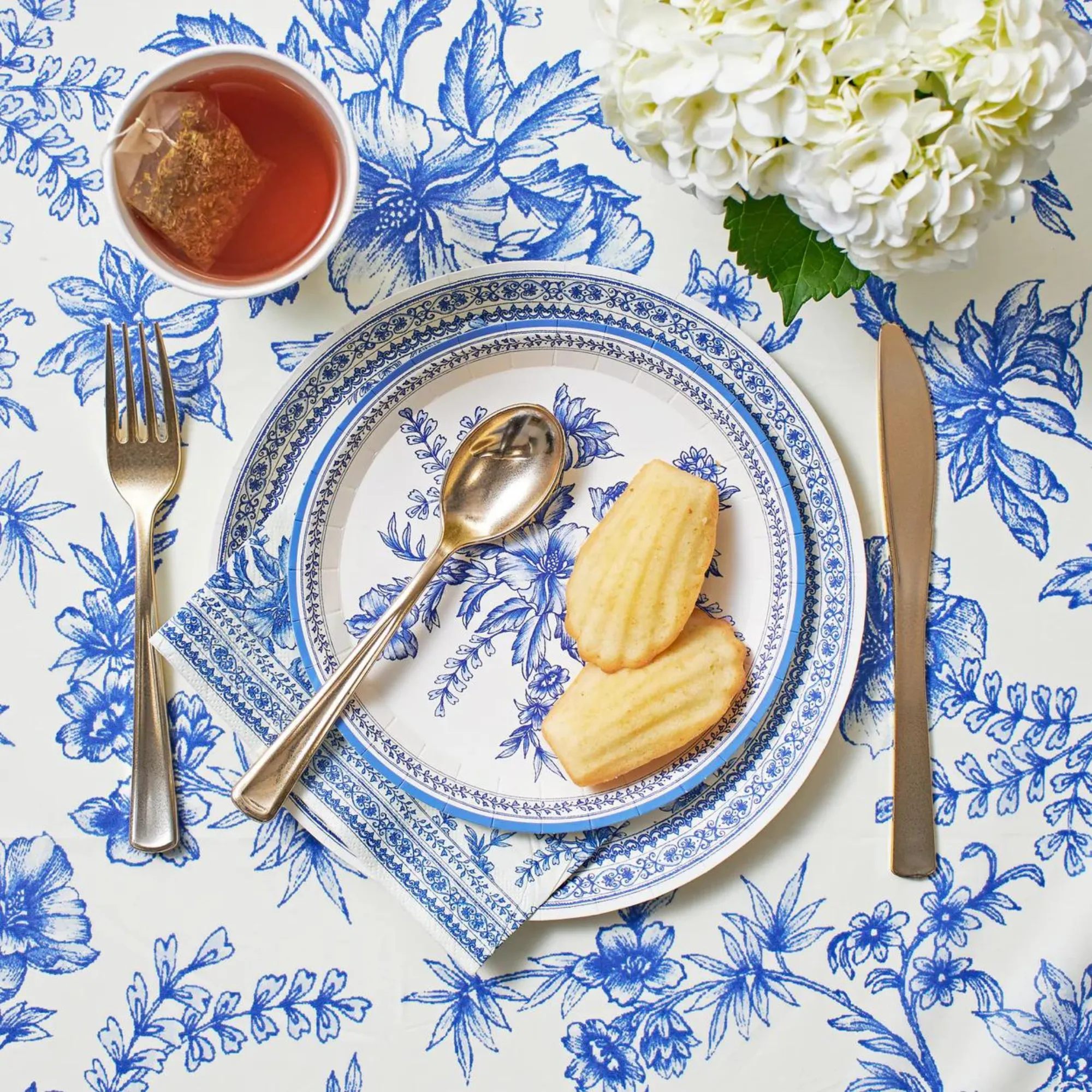 French Toile Paper Table Cover