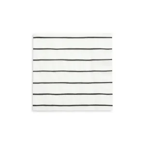 Frenchie Black Striped Dessert Napkins 16ct