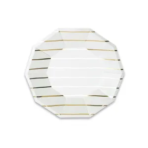 Frenchie Metallic Gold Striped Dessert Plates 8ct