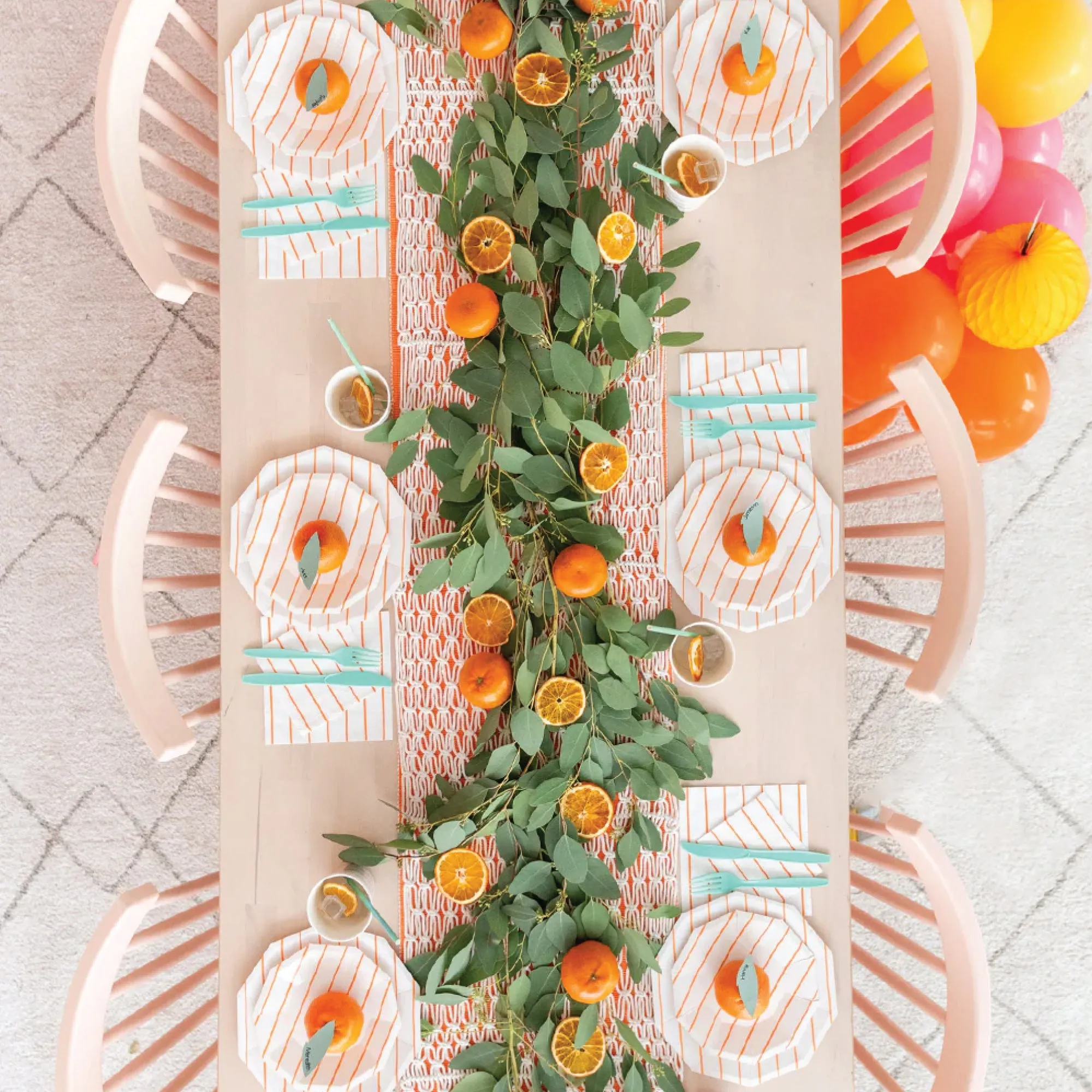 Frenchie Orange Striped Dessert Plates 8ct