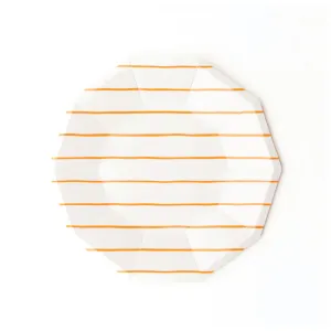 Frenchie Orange Striped Dessert Plates 8ct