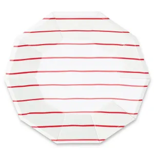 Frenchie Red Striped Lunch Plates 8ct